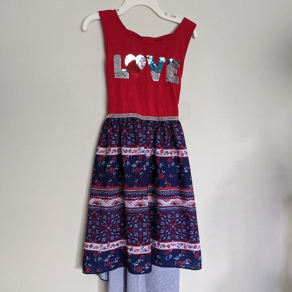 4th of July Independence Day Hi Low Dress - Size 7/8 - flippy sequins